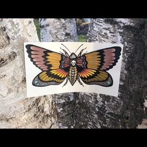 Original Artwork Skull Moth Watercolour Painting with Frame